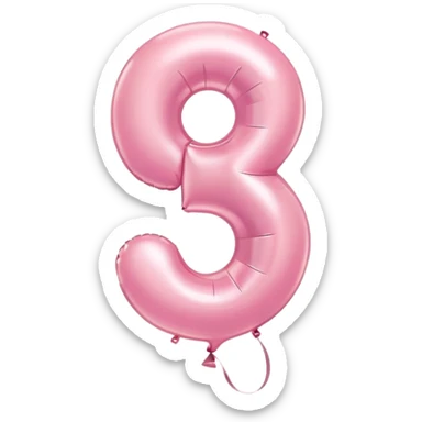 number 3 in pastel pink balloon sticker