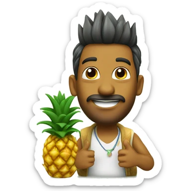 Pineapple with a indian guy saying good morning pineapple and the pinaple is saying good morning indian guy sticker