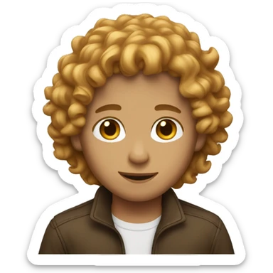 boy with long caramel blond curly hair sticker