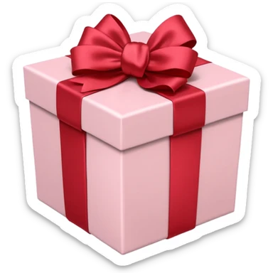 gift box pale pink with red satin bow sticker