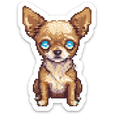 pixel art chihuahua dog, small pixelated dog sticker