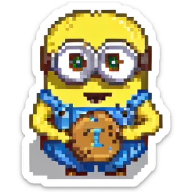 a minion eating a cookie sticker