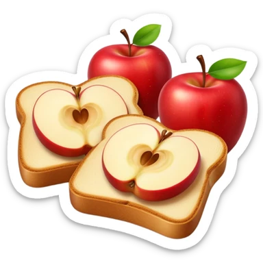 toast with apple slices on top, extra glossy apples sticker