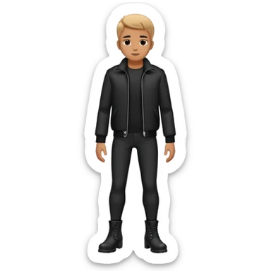 Full body standing male figure wearing black jacket, black pants, and black boots sticker