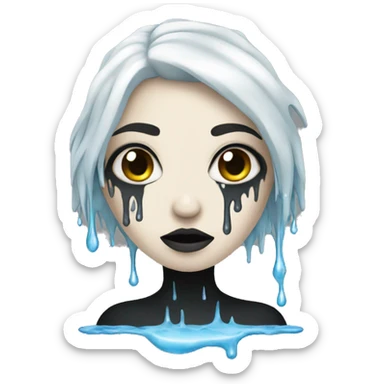 white goth women with water on her and dripping off her  sticker