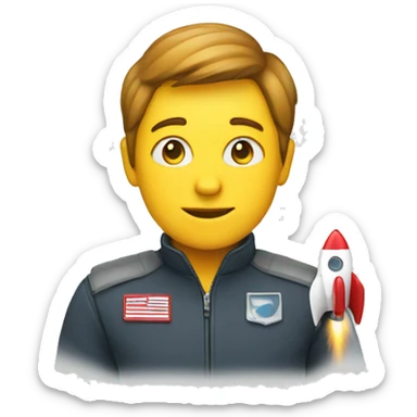 person whit a graphic is rocket off sticker