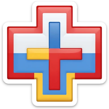 create a flag where the layout is like georgian one big cross for corner. the big cross i want is yellow and top right blue too left red bottom right red bottom left blue a big cross in the middle but iinside the flag not some other. just create georgian flag but the collors as i sayd sticker