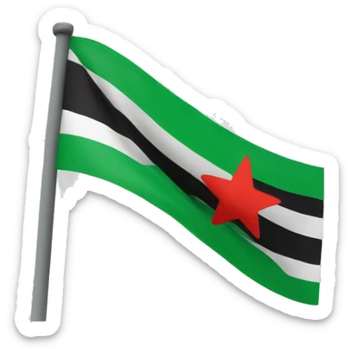 flag with three horizontal stripes. The top stripe is green, the middle stripe is white with three red stars, and the bottom stripe is black.  sticker