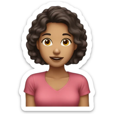 young woman dark hair brown eyes eating cookies sticker