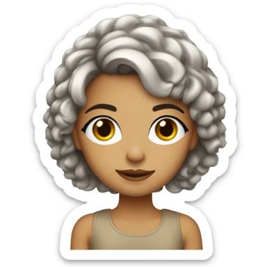 menina cabelo curto castnho pele bege cralo olho castanho goldem com as orelhas para baixo sticker