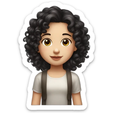 curly black haired white skined a little fat cute girl kid but the hairs ar gathered at the top sticker