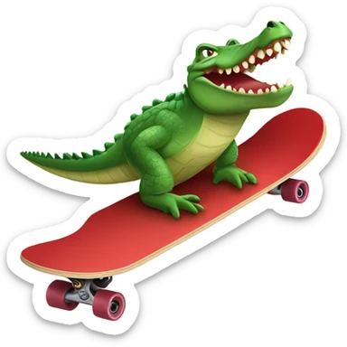 crocodile skateboarding on a red skateboard sticker