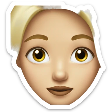 Dirty blonde girl with bluey-green eyes, and a slightly larger nose and larger lips sticker