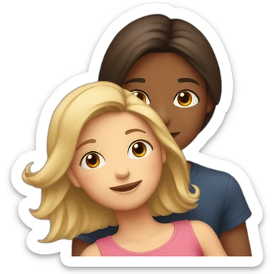 Fille brune qui fait un  calin à une autre fille blonde sticker