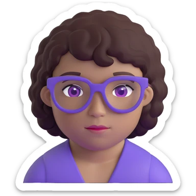 Wrestler with purple glasses tinted black and short curly brown hair sticker