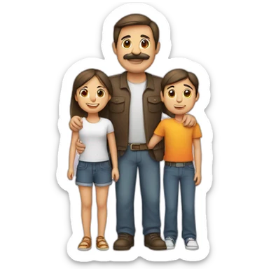Señor con hijo y hija sticker
