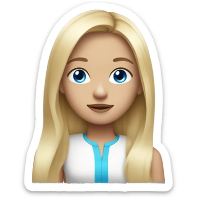 Young girl Blonde and straight hair with blue eyes sticker