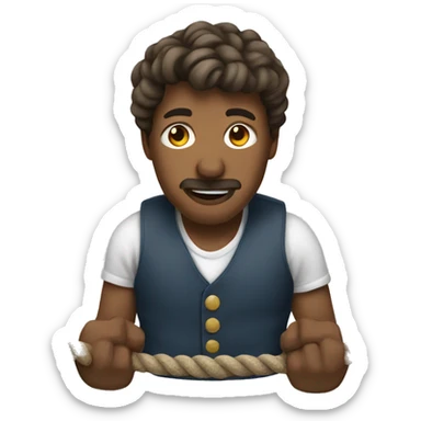 A man with a rope sticker