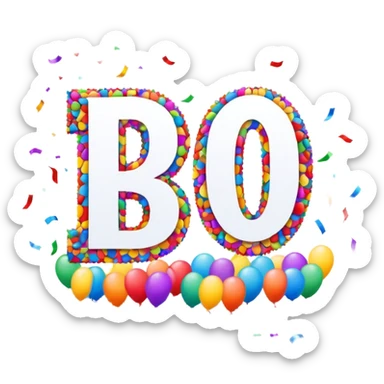 The word Dakota surrounded by confetti for 20 birthday sticker