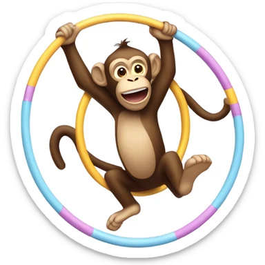 A oversized monkey jumping through a hoop sticker