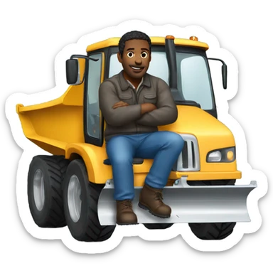 Man driving snowplow truck sticker