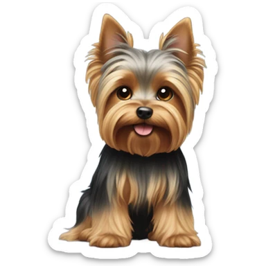 Yorkshire Terrier with a tail on his head sticker