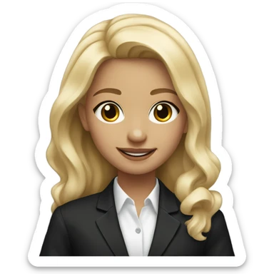 Light skin Blonde haired young girl smiling in black blazer sticker