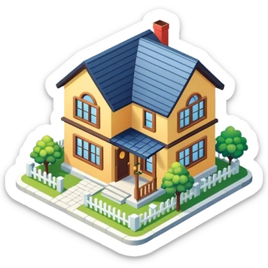 Cozy house exterior isometric sticker