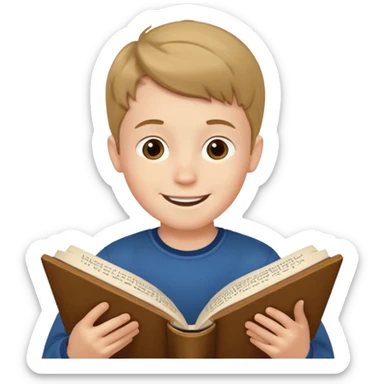 ילד קטן קורא את ספר תהילים ושמח עם חיוך sticker