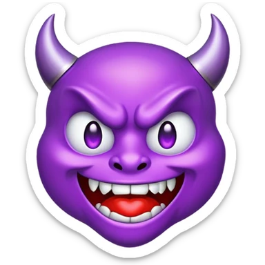 Classic purple devil emoji drool sticker
