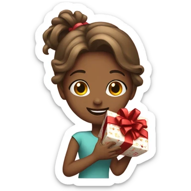 Emoji of girl wrapping gifts last minute  sticker