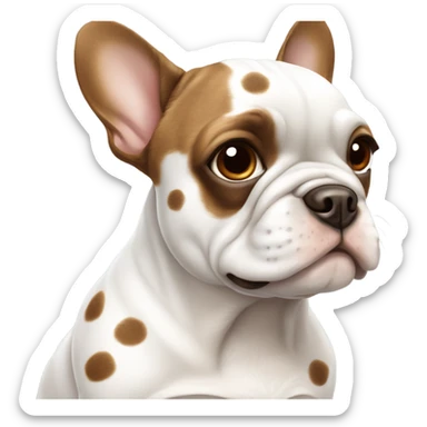 Frenchie dog that is white with brown spots sticker