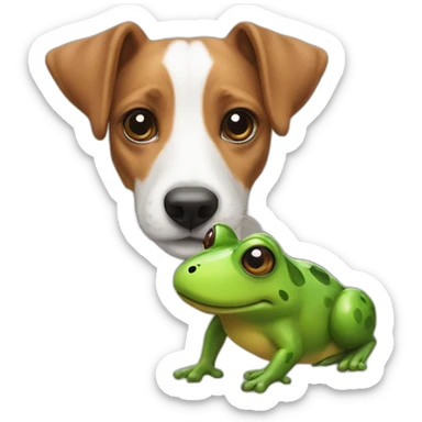 A large jack russel with toy frog sticker