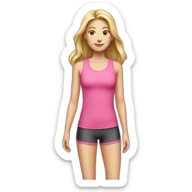 A white girl wear a pink sport tank top sticker
