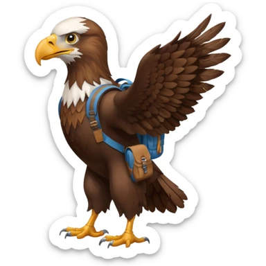 a eagle walking with a backpack
 sticker