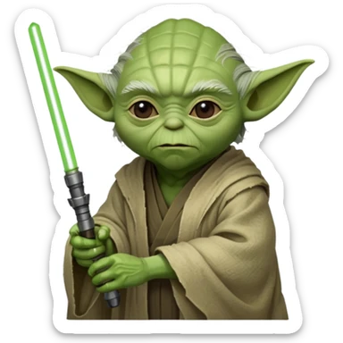 star wars master yoda with green lightsaber sticker