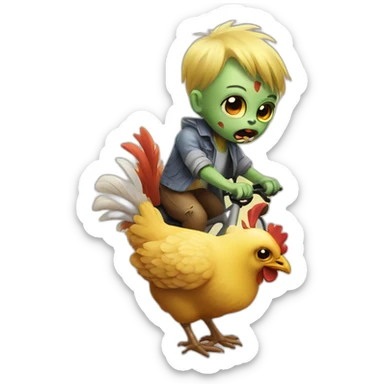 baby zombie riding a chicken sticker