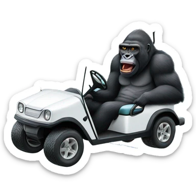 Golf cart in an ice cube with a gorilla riding in it sticker
