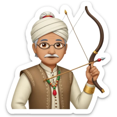 old indian male teacher in traditional attire archer sticker