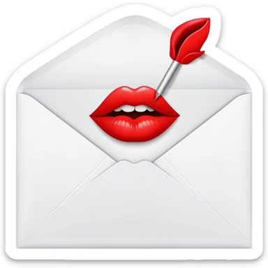 An envelope with a kiss print sticker