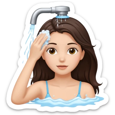Beautifull brunette girl wash het hair sticker