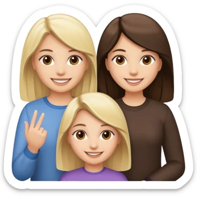 sisters  with blonde and dark brown hair sticker