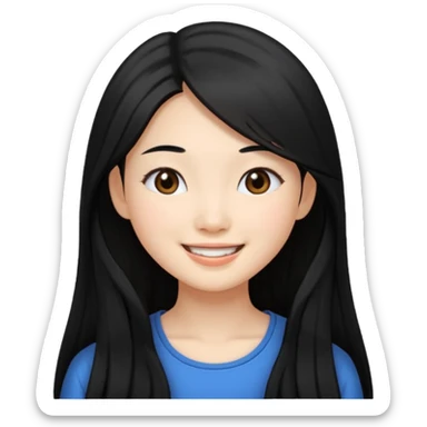 Pretty Asian girl with money long hair sticker