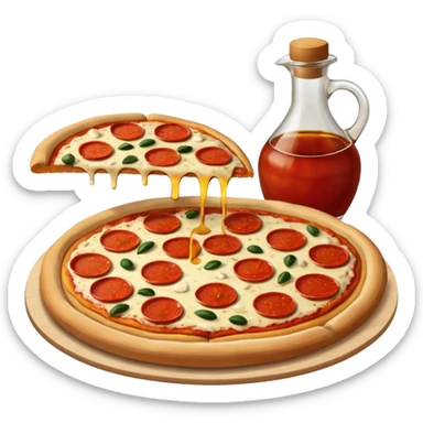 Pizza and a side of bread with oil and vinegar  sticker