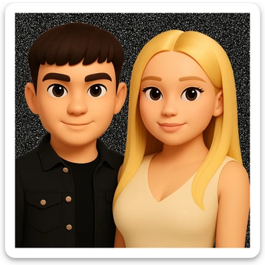 Slightly increase the volume of the upper body of the girl, slightly turn her to face forward, and make the skin color uniform. Maintain the cartoonish 3D style as in the reference image. sticker