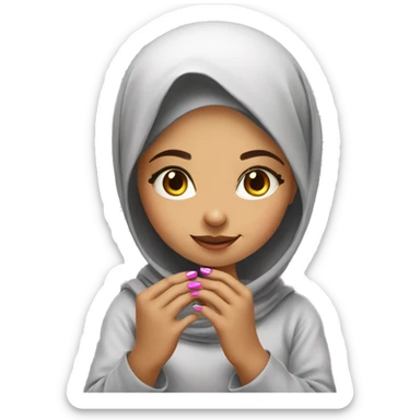 Cute-Muslim-girl-painting-her-nails sticker