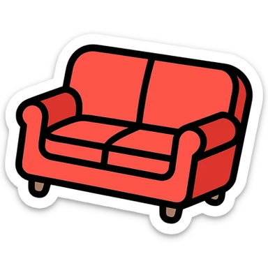 red sofa 3/4 inclined angle sticker