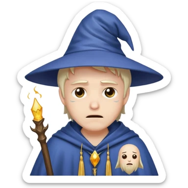 Male, mysterious wizard, 8 emojis, sad, happy, angry, confused, love, crying, neutral, random, no background, anime style sticker