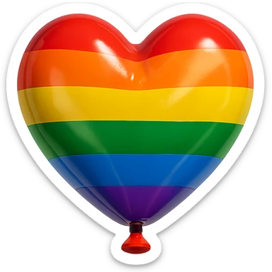 pride heart, shiny and inflated, rainbow colors, playful look sticker
