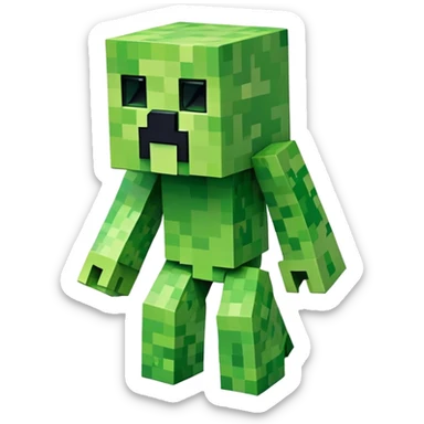 Minecraft Creeper full body, green pixelated monster sticker